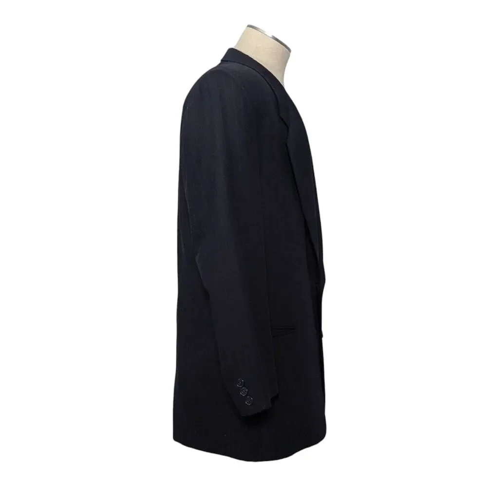 Vintage Mani Armani 44L Blazer Sport Coat Barney's Black Gray Pinstripe Designer